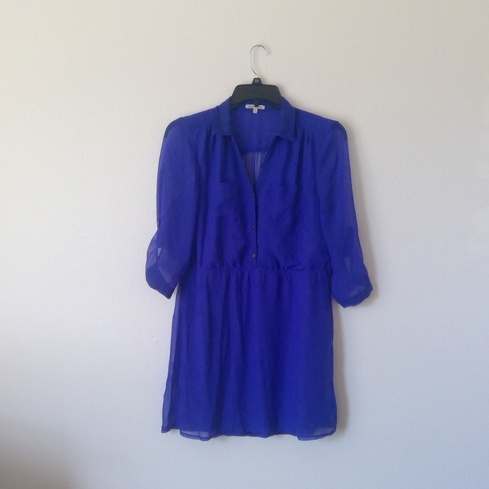 Charlotte Russe Blue Dress Sheer Mid Sleeve Size L